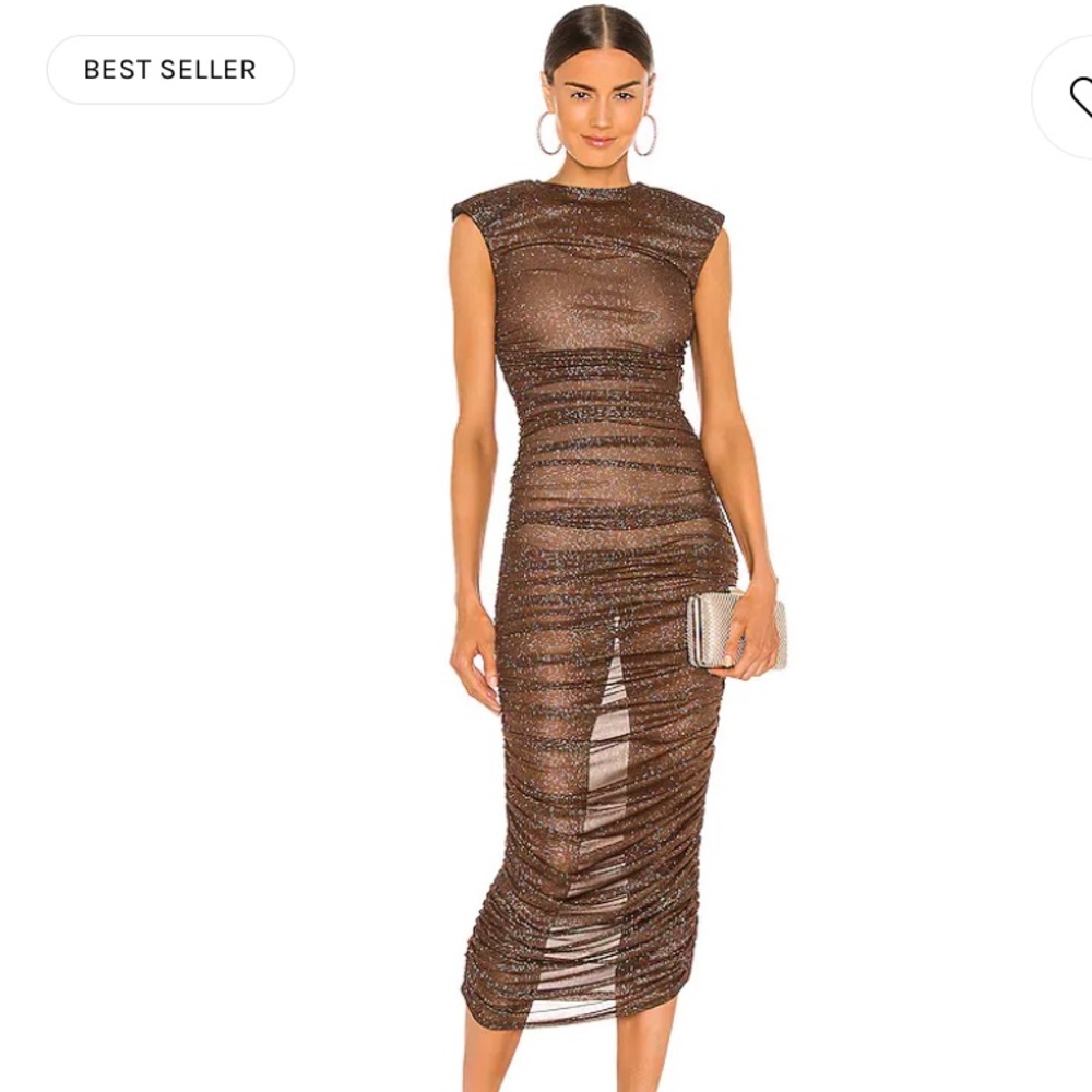 NWT! Bronx & Banco glitter mesh ruched dress